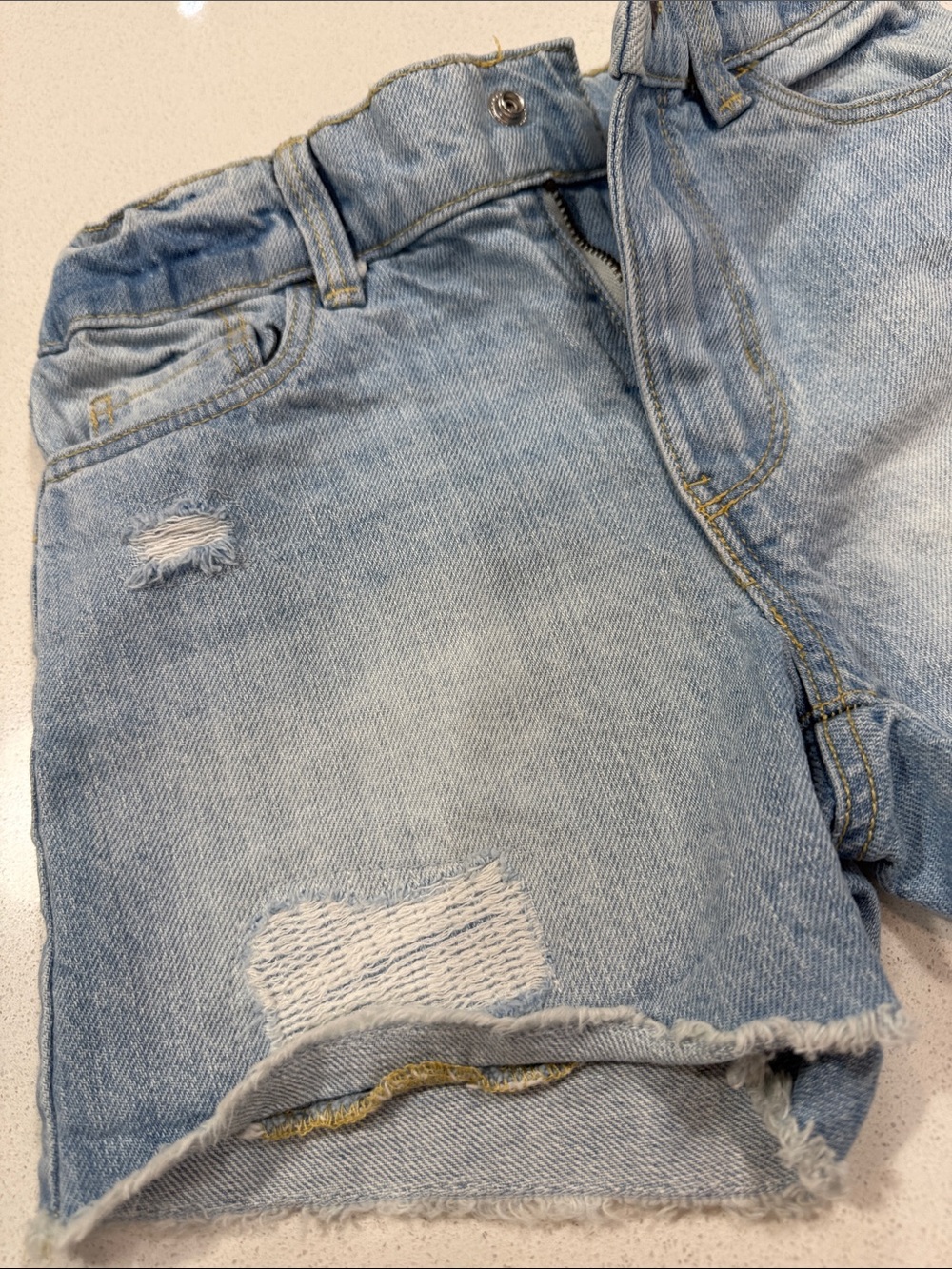 Cat & Jack White Denim Frayed-Hem Kids Shorts